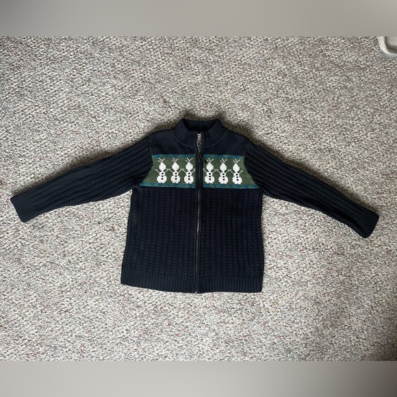 Kid’s Black zip up Snowman Sweater - Picture 1 of 4